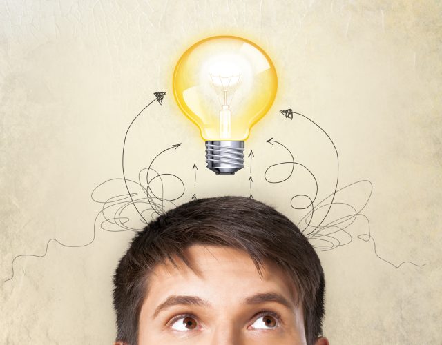 Man with lightbuld over his head. Observation vs Criticism